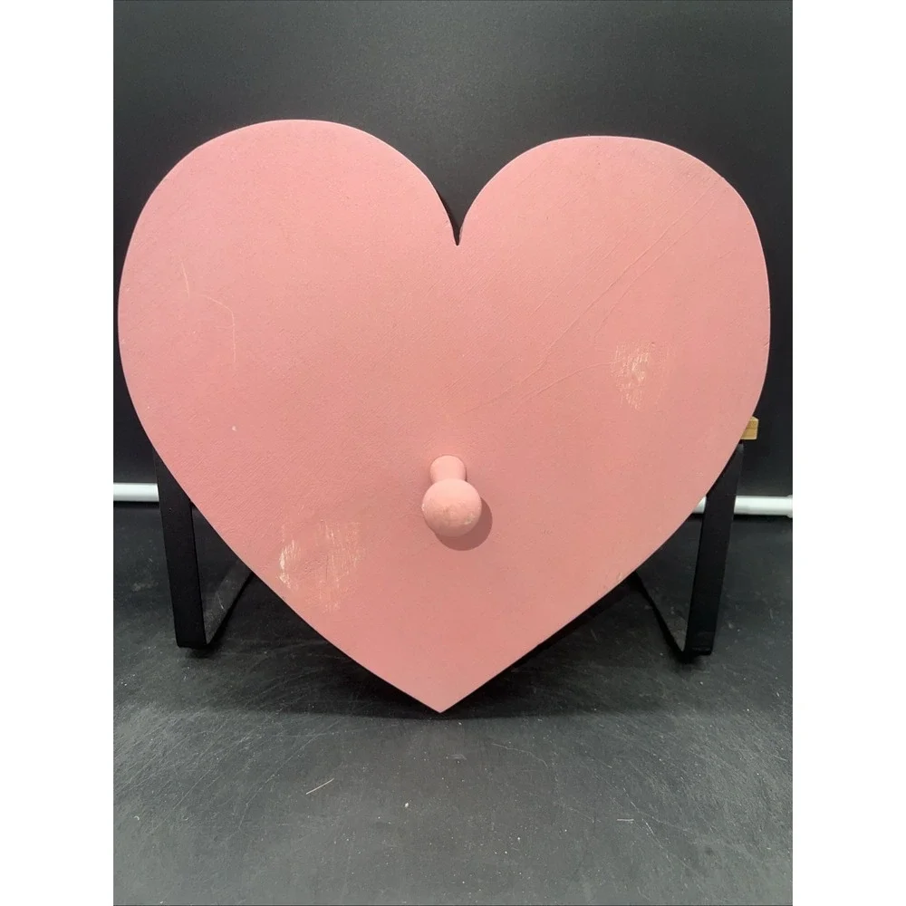 Vtg Wooden Hand Made Heart Shaped Wall Decor With Peg